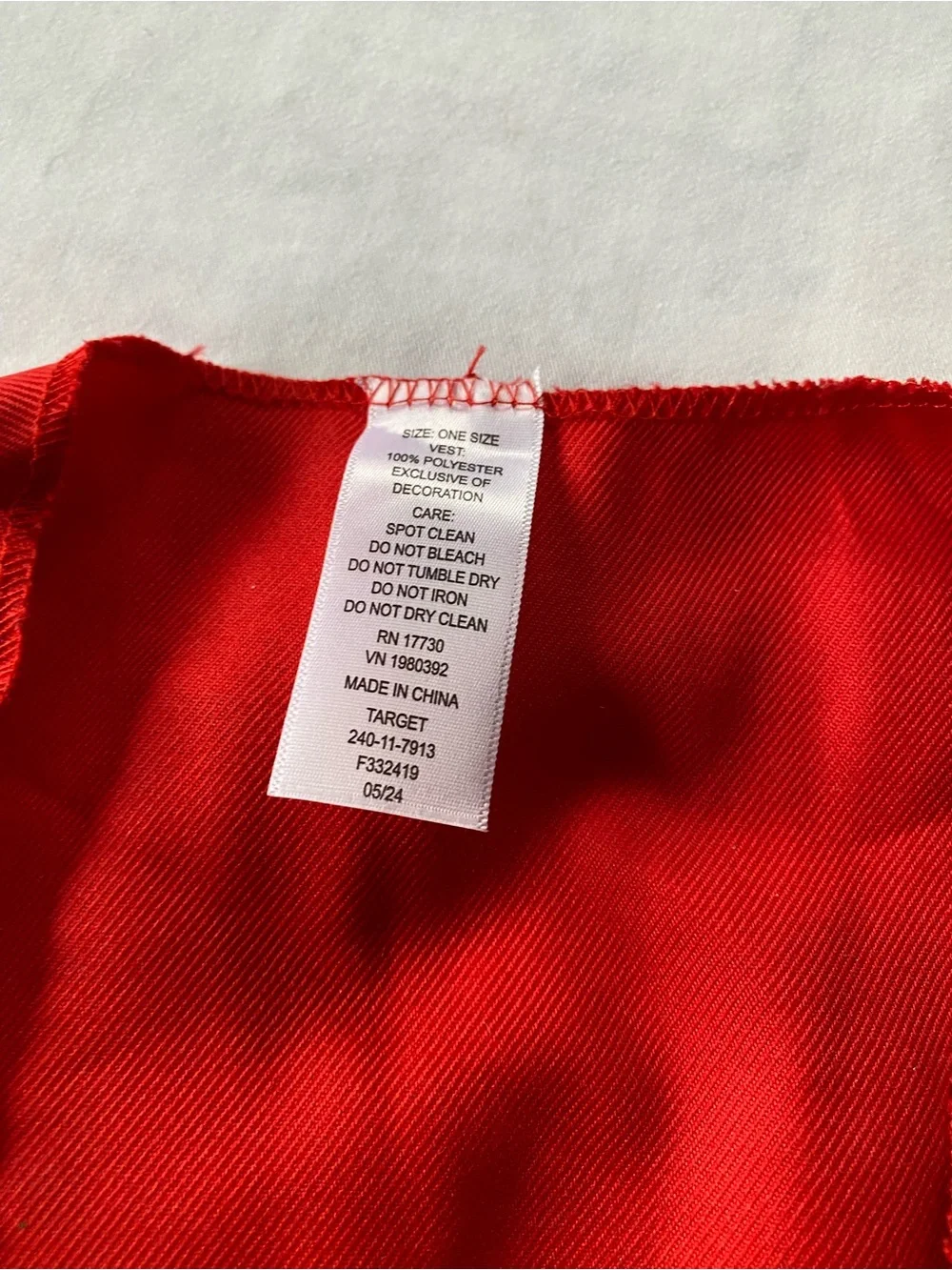 NWOT Halloween Target Vest Costume Size One Size Fits Most Kids